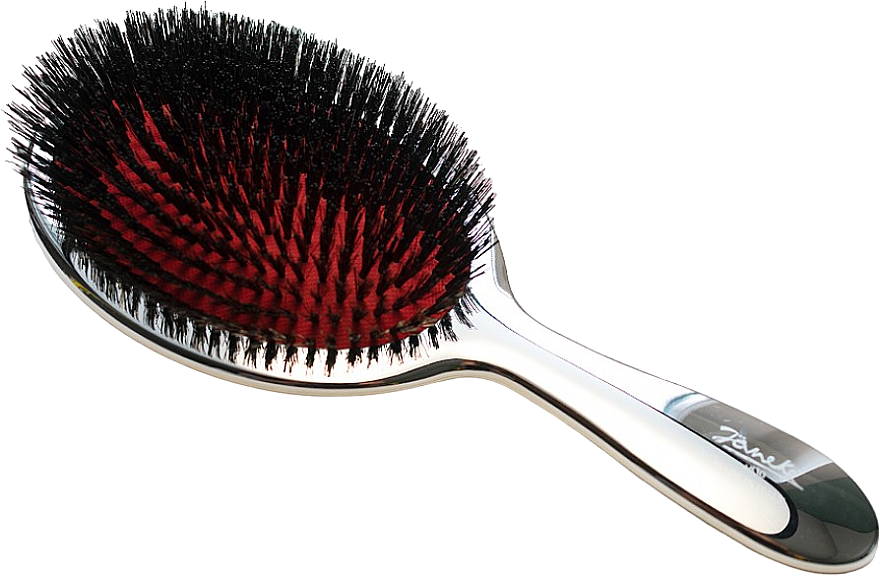 Расческа для волос с натуральной щетиной, CRSP23SF, 20.3x8.5x3.1cm, серебряная - Janeke Superbrush — фото N1