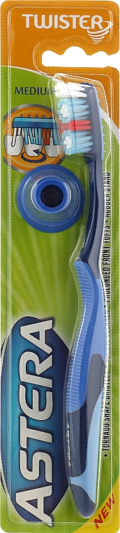 Зубная щетка средней жесткости, синяя - Astera Twister Toothbrush (Medium)