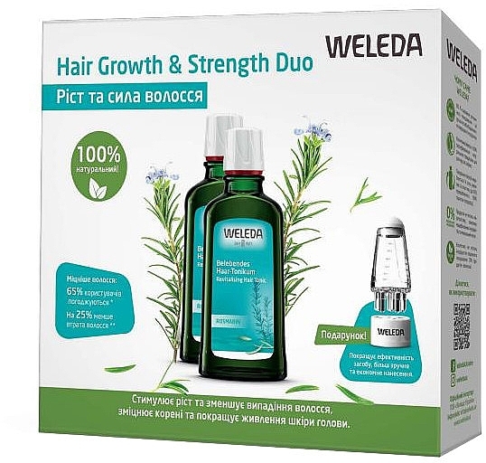 Набор "Рост и сила волос" - Weleda Hair Growth & Strength Duo (h/tonic/2x100ml + acc) — фото N1