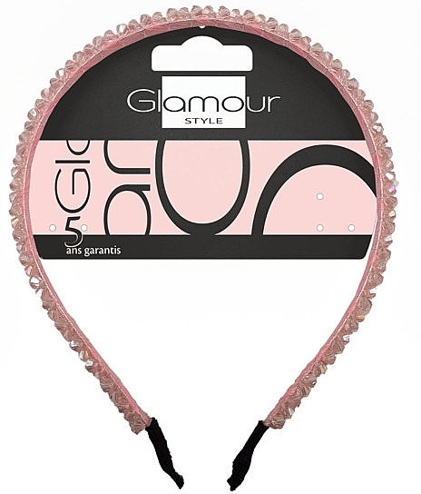 Обруч для волос с розовыми кристаллами, 417513 - Glamour — фото N1