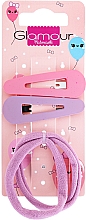 Затискачі для волосся, 417620, фіолетово-рожеві - Glamour — фото N1