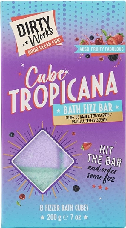 Шипучие кубики для ванны - Dirty Works Cube Tropicana Bath Fizz Bar — фото N1