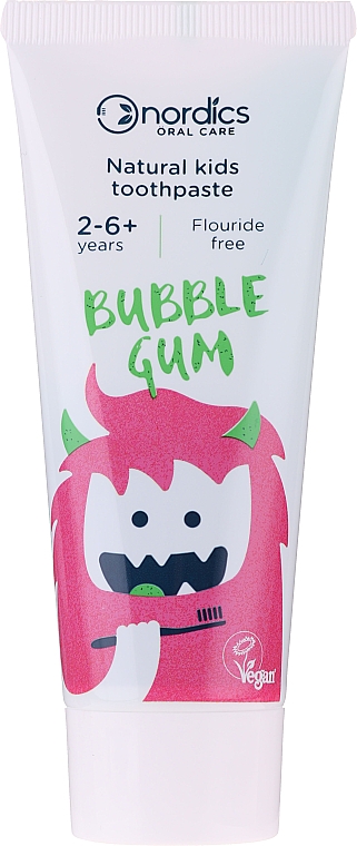 Дитяча зубна паста "Бабл гам" зі смаком жувальної гумки - Nordics Natural Kids Bubble Gum Toothpaste — фото N3