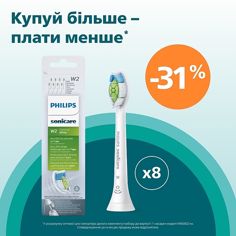 Насадки для звукової зубної щітки - Philips Sonicare W2 Optimal White HX6068/12 — фото N2