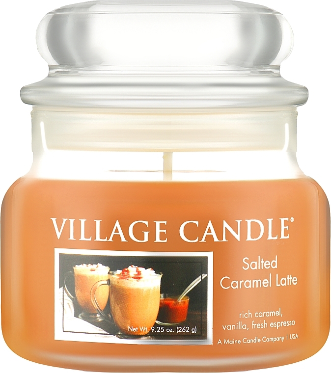 Ароматическая свеча в банке "Соленый карамельный латте" - Village Candle Salted Caramel Latte