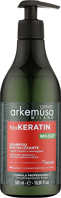 Відновлювальний шампунь для пошкодженого волосся - Arkemusa Green Fitokeratin Shampoo — фото N1
