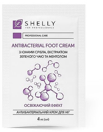 Антибактеріальний крем для ніг з іонами срібла, екстрактом зеленого чаю і ментолом - Shelly Professional Antibacterial Foot Cream (саше) — фото N2