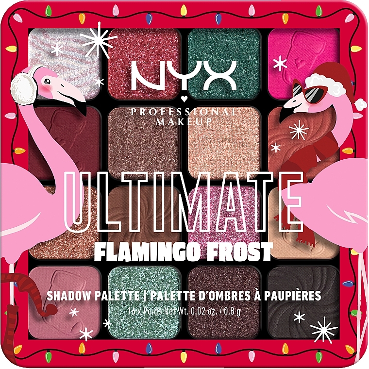 Палетка теней для век, 16 оттенков - NYX Professional Makeup Ultimate Flamingo Frost Eyeshadow Palette  — фото N1