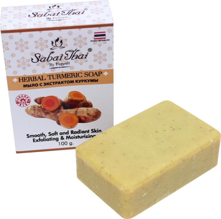 Мило з екстрактом куркуми - Sabai Thai Herbal Turmeric Soap — фото N1