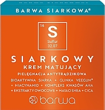 Парфумерія, косметика Матувальний крем із сіркою для обличчя - Barwa Siarkowa Cream