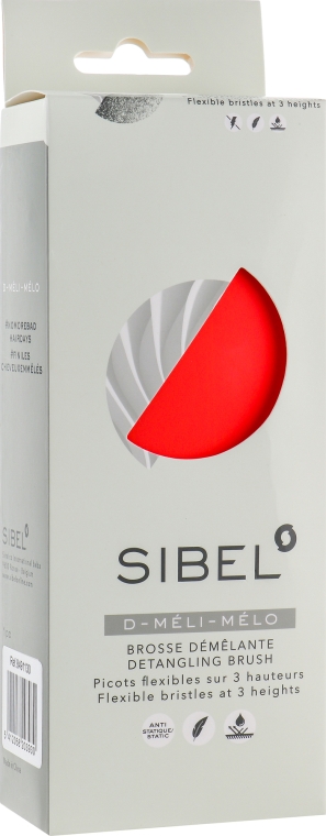 Гребінець для пухнастого та довгого волосся, червоний - Sibel D-Meli-Melo Detangling Brush — фото N5