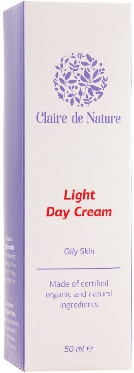 Денний легкий крем для жирної шкіри - Claire de Nature Light Day Cream — фото N3