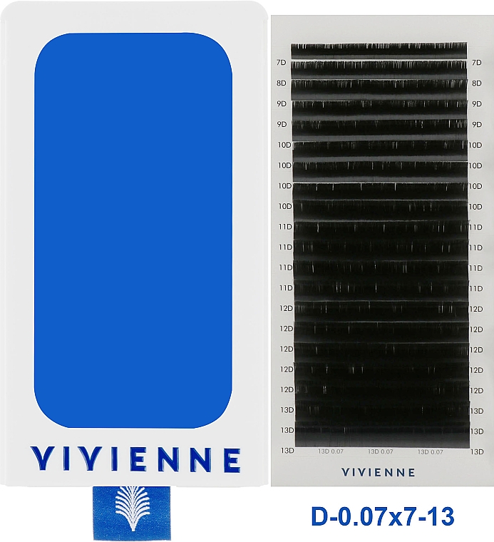 Накладні вії "Elite", чорні, 20 ліній (mix, 0,07, D, 7-13) - Vivienne — фото N1
