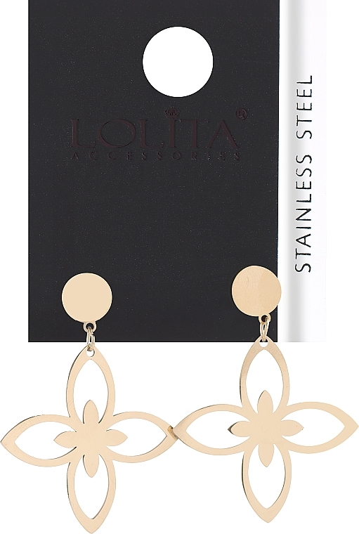 Серьги женские, цветки, золотистые - Lolita Accessories — фото N1