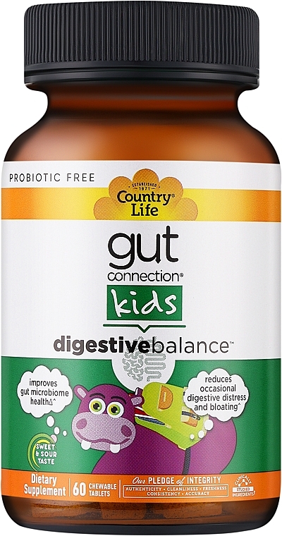 Харчова добавка для покращення травлення для дітей - Country Life Gut Connection Kids Digestive Balance — фото N1