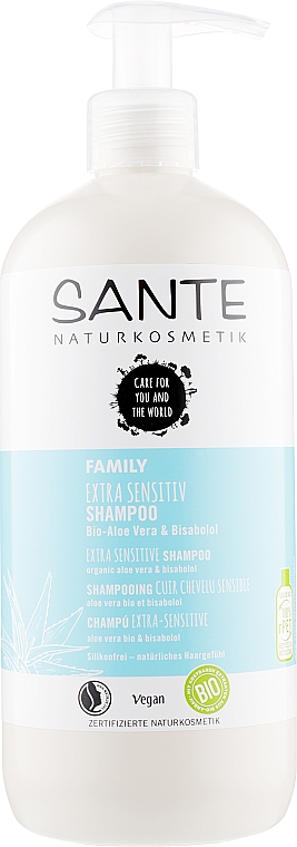 Біошампунь для всієї родини для чутливої шкіри голови "Алое вера і бісаболол"- Sante Family Extra Sensitive Shampoo - Sante Family Extra Sensitive Shampoo — фото N3