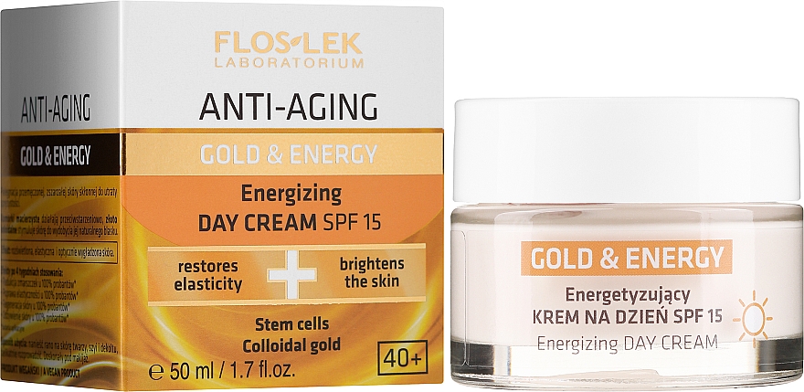 Денний стимулюючий крем  - Floslek Anti-Aging Gold & Energy Energizing Day Cream SPF 15 — фото N2