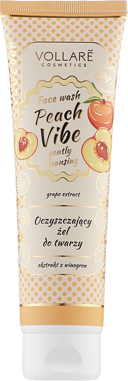 Гель для вмивання з екстрактом персика й винограду - Vollare Cosmetics VegeBar Peach Vibe Cleansing Face Gel