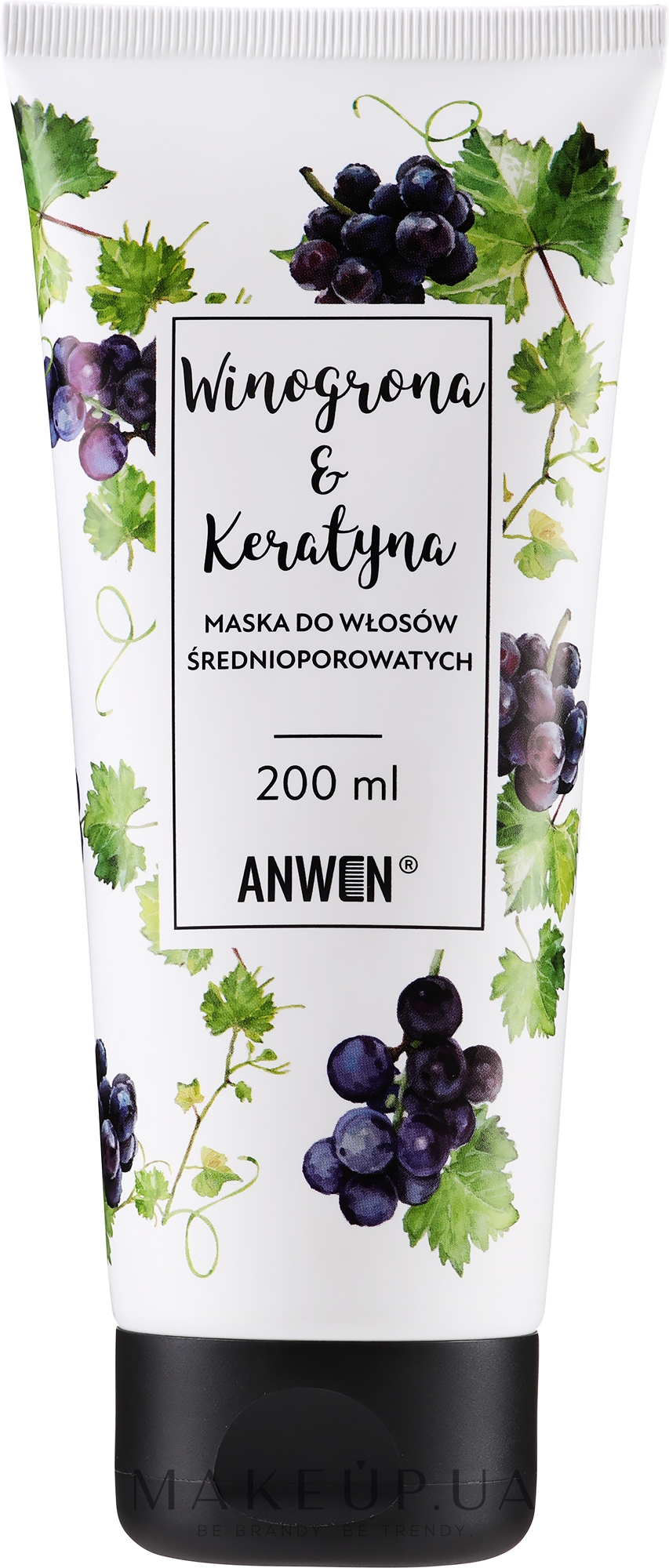 Маска для середньопористого волосся  - Anwen Medium-Porous Hair Mask Grapes and Keratin — фото 200ml