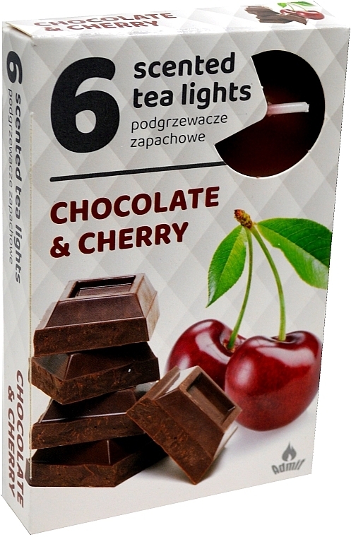 Чайні свічки "Шоколадна вишня", 6 шт. - Admit Scented Tea Light Chocolate Cherry — фото N1