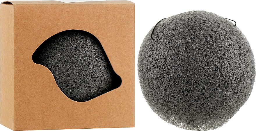 Спонж для умывания конжаковый мини, черный - Cosmo Shop Konjac Sponge Mini Craft Box — фото N2