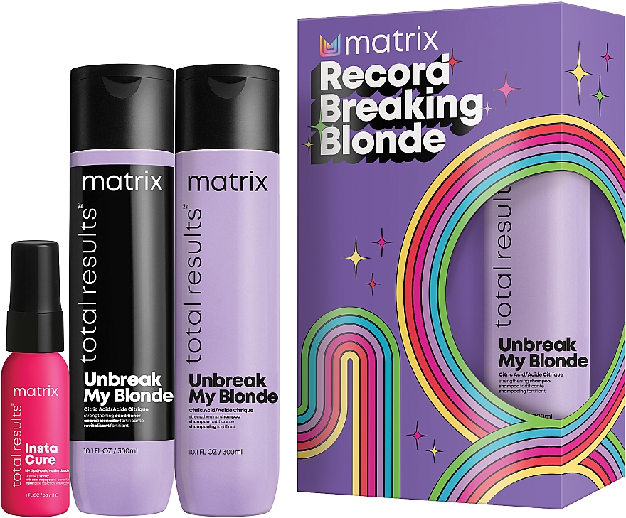 Набор - Matrix Record Breaking Blonde (shmp/300ml + cond/300ml + spray/30ml) — фото N2