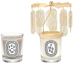 Духи, Парфюмерия, косметика Набор - Diptyque Amber And Firewood Candle Carousel Gift Set (candle/2x70g + acc/1pc)