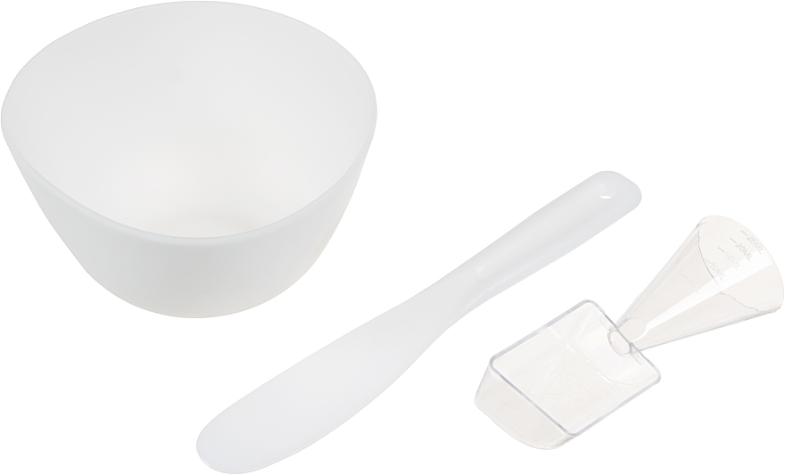 Набір для косметичних продуктів CS099W, миска + лопатка + мірна ложка, білий - Cosmo Shop