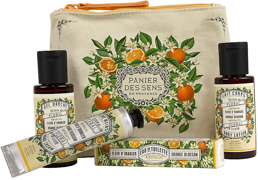 Набор для путешествий "Флердоранж" - Panier des Sens Travel set Orange Blossom (h/cr/30ml + sh/gel/50ml + b/lot/50ml + edt/3.5ml) — фото N1