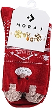 Парфумерія, косметика Різдвяні шкарпетки жіночі, з ведмедиками, червоні - Moraj
