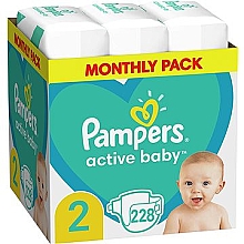 Духи, Парфюмерия, косметика Подгузники Active Baby 2 (4-8 кг), 228 шт - Pampers