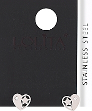 Серьги женские, сердце со звездой и камнем, серебристые - Lolita Accessories — фото N1