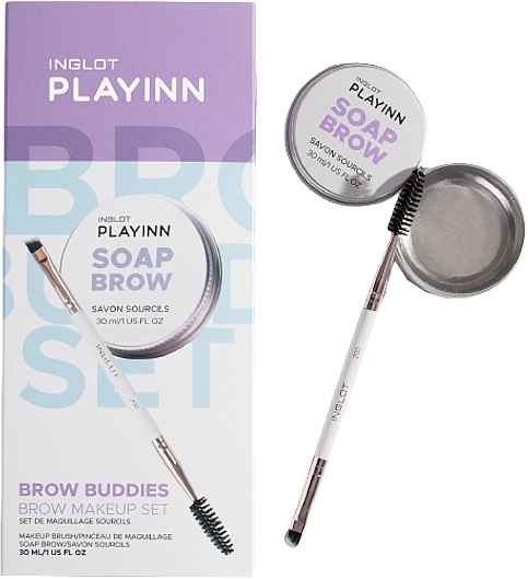 Inglot Playinn Brow Buddies Brow Makeup Set (soap/brow/30ml + brush/1pc) - Inglot Playinn Brow Buddies Brow Makeup Set (soap/brow/30ml + brush/1pc) — фото N2