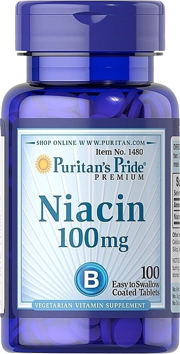 Харчова добавка "Ніацин", 100 мг - Puritan's Pride Niacin 100 mg — фото N1