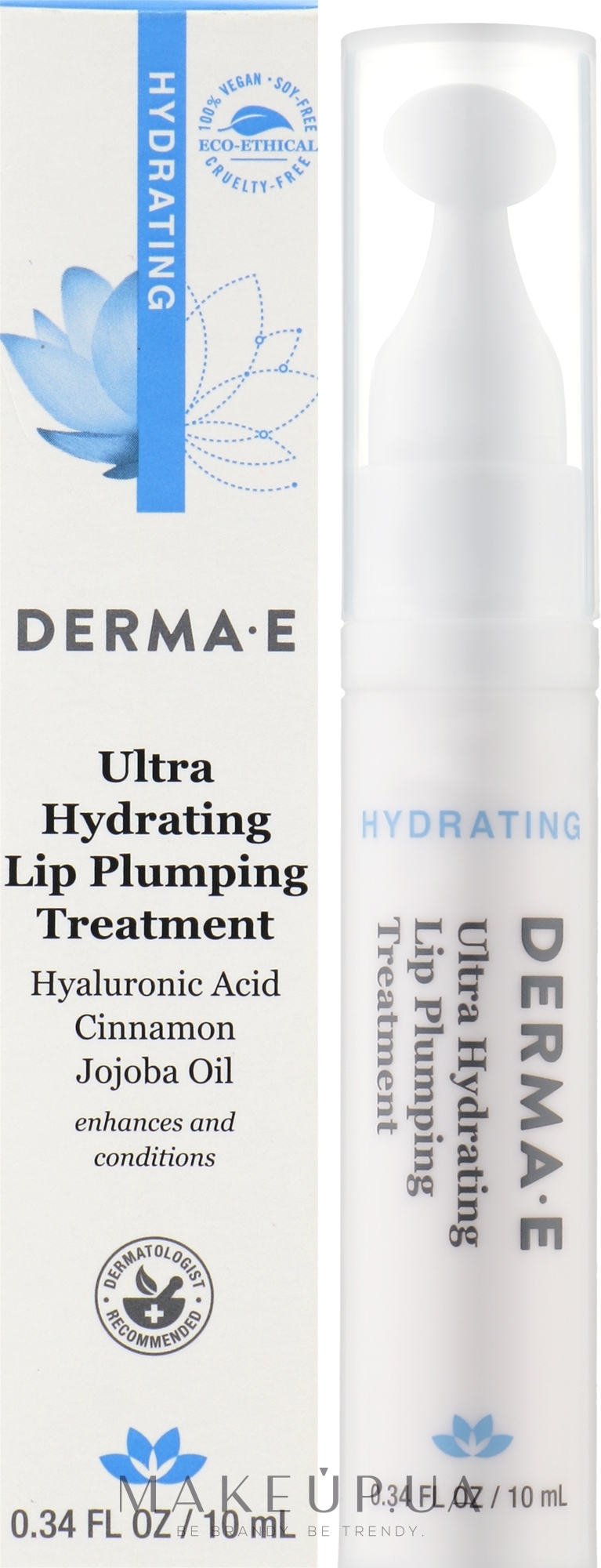 Ультразволожувальний засіб для збільшення об'єму губ - Derma E Hydrating Ultra Hydrating Lip Plumping Treatment — фото 10ml