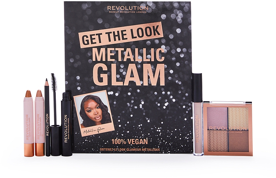 Набор, 6 продуктов - Makeup Revolution Get The Look: Metallic Glam Makeup Gift Set — фото N1