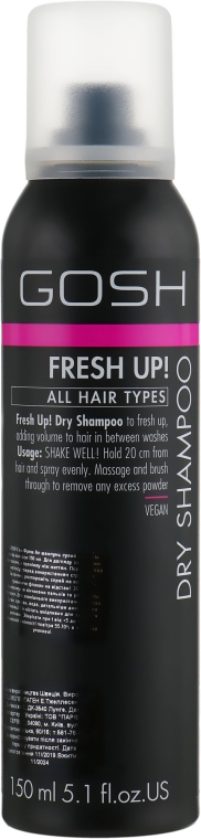 Сухой шампунь для придания объёма волосам - Gosh Copenhagen Fresh Up! Clear Dry Shampoo — фото N1