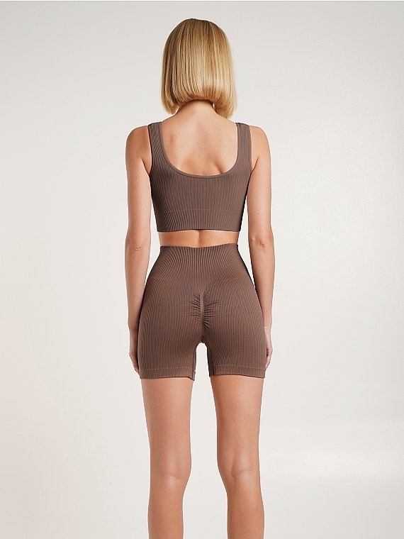 Бесшовные шорты в рубчик "SHORTS RIB SHAPE", deep taupe - Giulia — фото N2