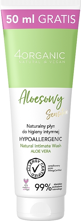 Натуральная жидкость для интимной гигиены "Алоэ" - 4Organic Natural Intimate Wash Aloe — фото N1