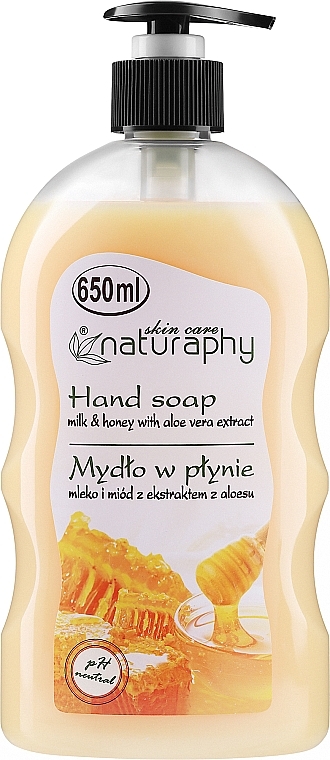 Жидкое мыло для рук мед, молоко и алоэ вера - Naturaphy Hand Soap — фото N1