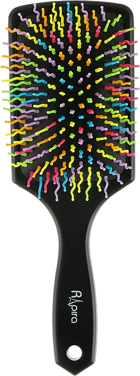 Щётка для волос широкая С0264, чёрная с цветными зубчиками - Rapira — фото N4