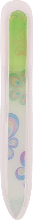 Скляна пилочка з квітковим принтом, салатова - Tools For Beauty Glass Nail File With Flower Printed — фото N1