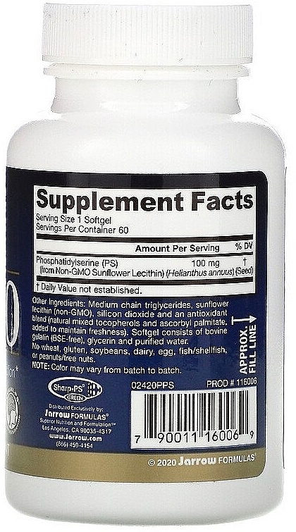 Харчові добавки у гелевих капсулах - Jarrow Formulas PS100 100 mg — фото N2