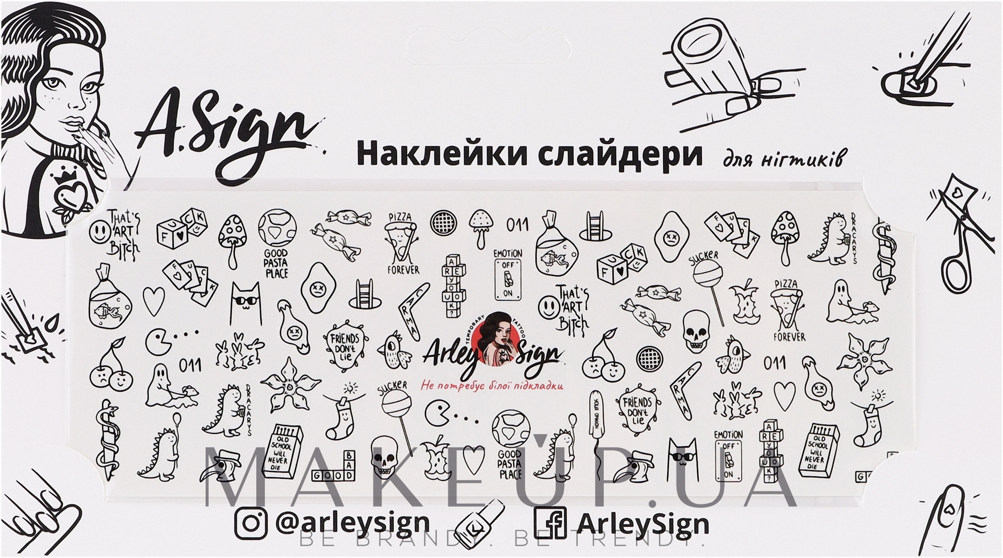 Наклейка-слайдер для ногтей "Из-под карандаша" - Arley Sign  — фото 3g