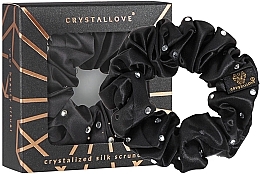 Шелковая резинка для волос с кристаллами, черная - Crystallove Crystalized Silk Scrunchie Black — фото N3