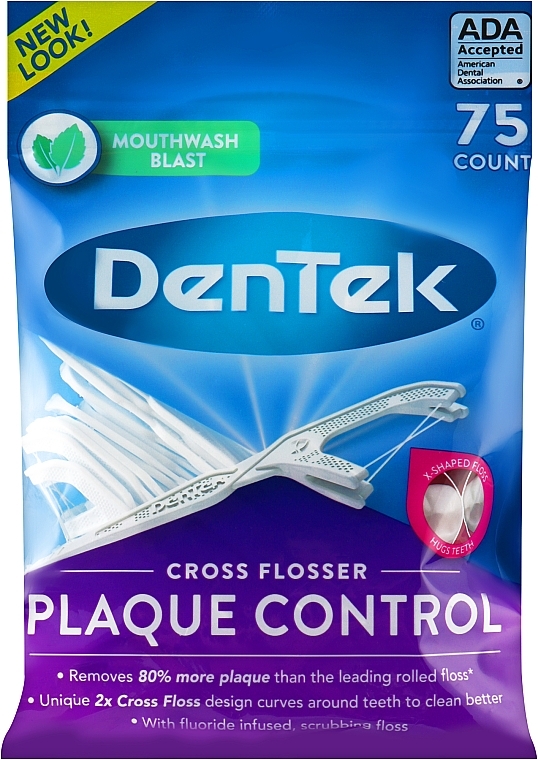 Флосс-зубочистки "Перекрестная очистка. Контроль зубного налета" - DenTek — фото N1