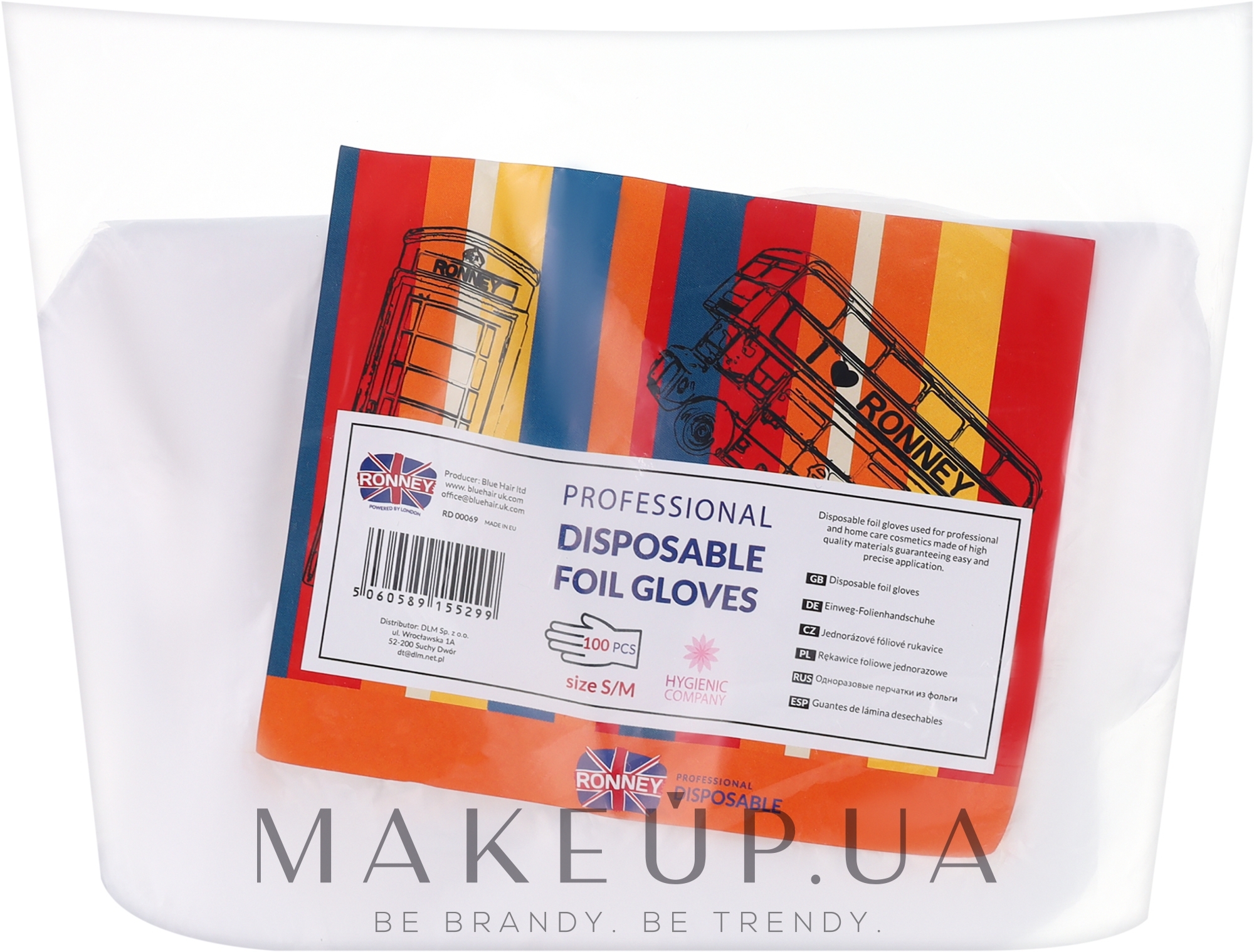 Одноразовые перчатки, прозрачные, размер S/M, 100 шт. - Ronney Professional Disposable Foil Gloves — фото 100шт