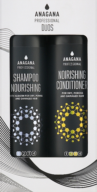 Набор "Питательный" с кератином для сухих и поврежденных волос - Anagana Professional Duos Nourishing (shmp/250ml + cond/250ml) — фото N1
