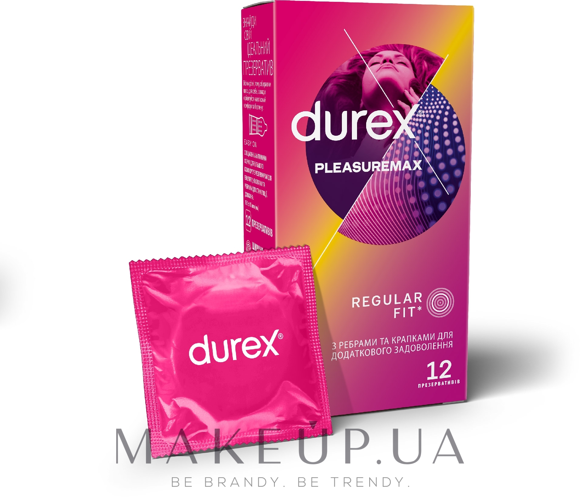 Презервативы латексные с силиконовой смазкой с ребрами и точками, 12 шт - Durex Pleasuremax — фото 12шт
