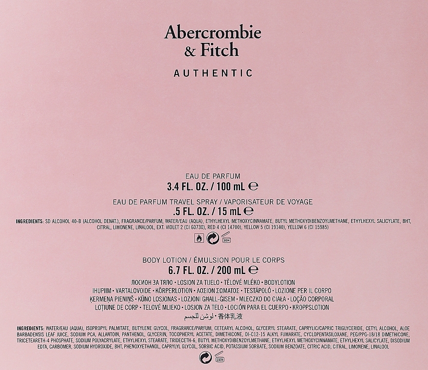 Abercrombie & Fitch Authentic - Набор (edp/100ml + edp/15ml + b/lot/200ml) — фото N2
